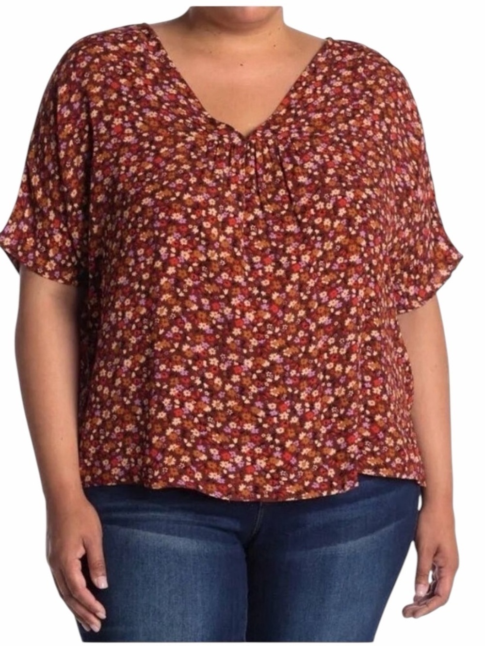 Madewell Rhyme In Spring Ditsy Floral Short Sleeve Blouse Medium Rust